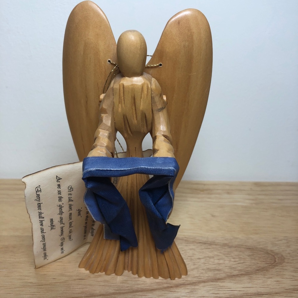Handcrafted Wood Angel Religious Christianity Catholic 6.25” Wings Rotate